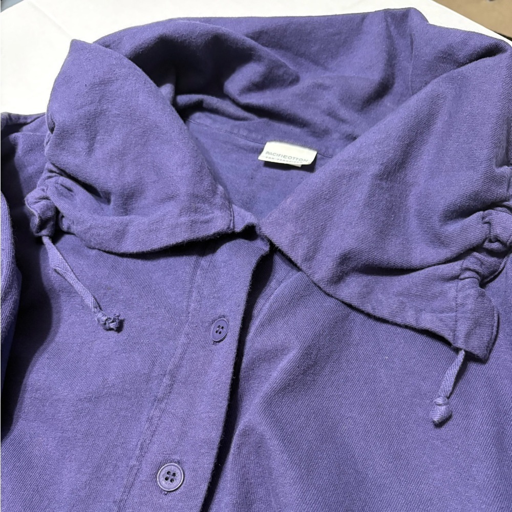 PacifiCotton by Bryn Walker Irene Jacket in Purple Cotton. Made in USA. Buttonup - Picture 14 of 15